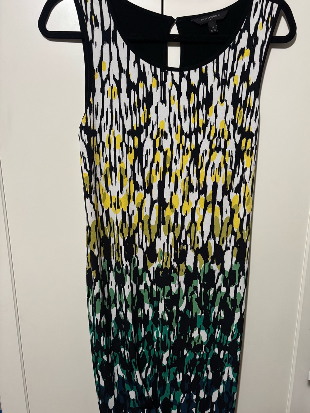 Banana Republic Sleeveless Midi Dress in Black, White, Yellow & Green